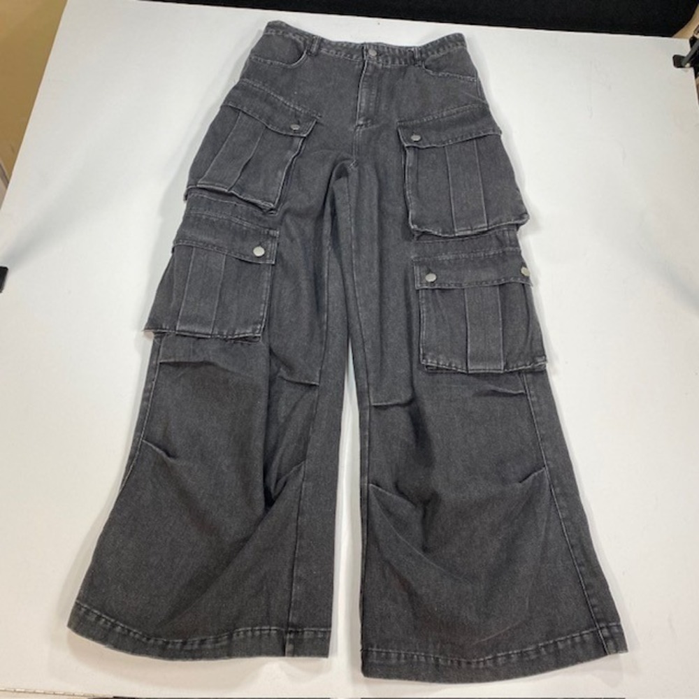 HYFVE Gray Denim Wide Leg‎ Cargo Pants Size Medium Cargo Pockets